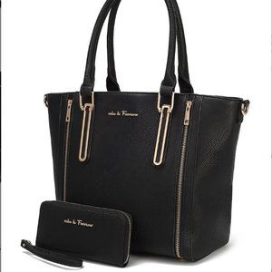 MKF Collection by Mia K -Black Ilya Tote & Wallet